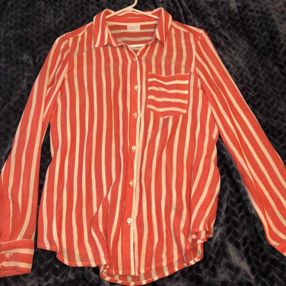Red and White Striped Blouse